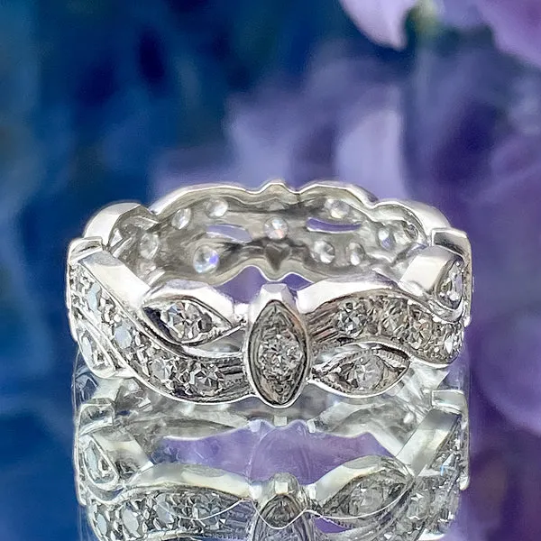 Vintage Patterned Diamond Eternity Band