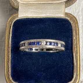 Vintage Sapphire & Diamond Band, Size 6.5