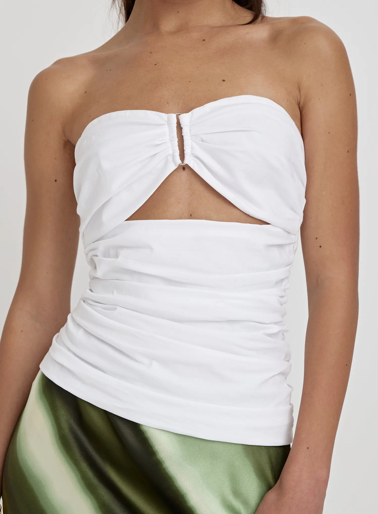 White Bandeau Cut Out Detail Top- Indi