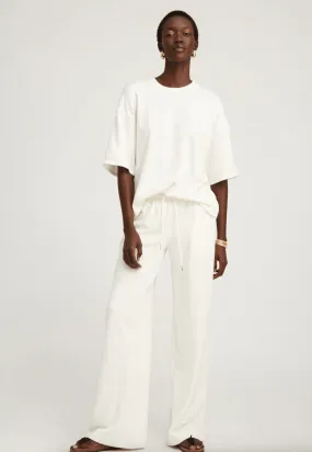 White Cotton Terry Baggy Sweatpants by SPRWMN