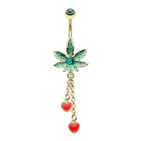 WILDKLASS Royal Highness Cannabis Pot Leaf Dangle Belly Button Ring