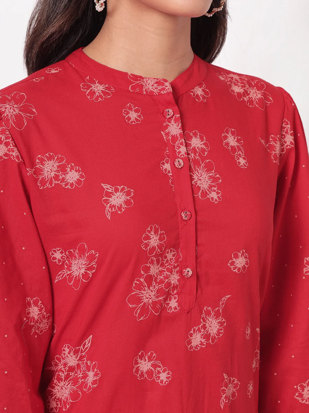 With Love Bandhgala Red Kurta