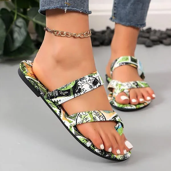 Women's Casual Printed Flat Flip Flops 33782398S