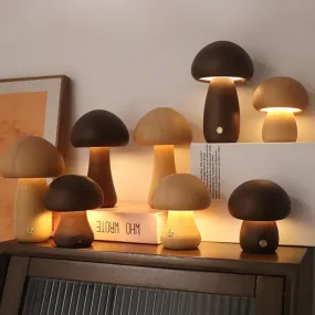 Wood Carved Mushroom Light