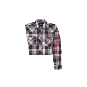 Wrangler Western LS Logo Shirt Black Red Plaid